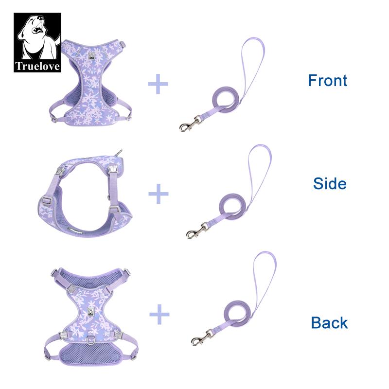 Truelove Hundegeschirr und Leine Set Ultraleicht Atmungsaktiv Hohe Qualität Nylon-Netz Reflektierend Nacht-Training Hund TLH2918