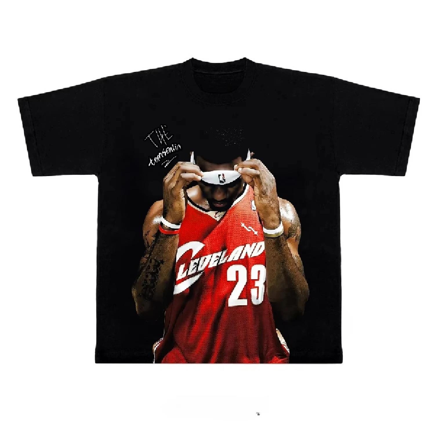

2025 Новая баскетбольная футболка Леброна Джеймса - Черная Оригинальная американская уличная одежда Свободный крой Удобный круглый вырез Короткий рукав S-4XL XXXXXL