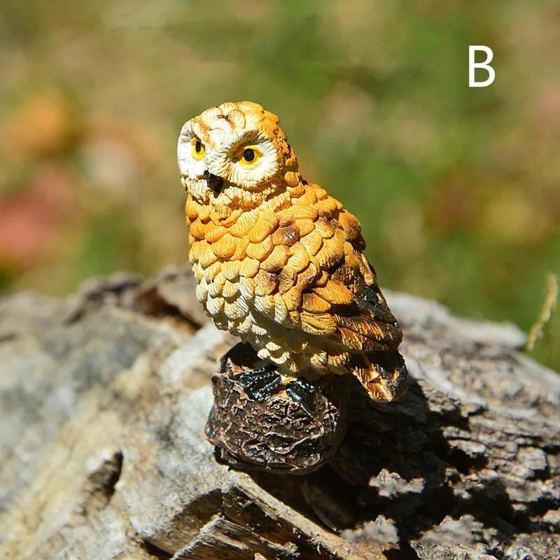 Mini Owl Branch Garden Ornaments Resin Crafts Fairy Garden Dollhouse  Moss Micro Landscape Bonsai Decorative DIY