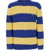 Polo Sweater Kids Logo Embroidery Striped Color Block Long Sleeve Blue Kids Sweater 322861966-008