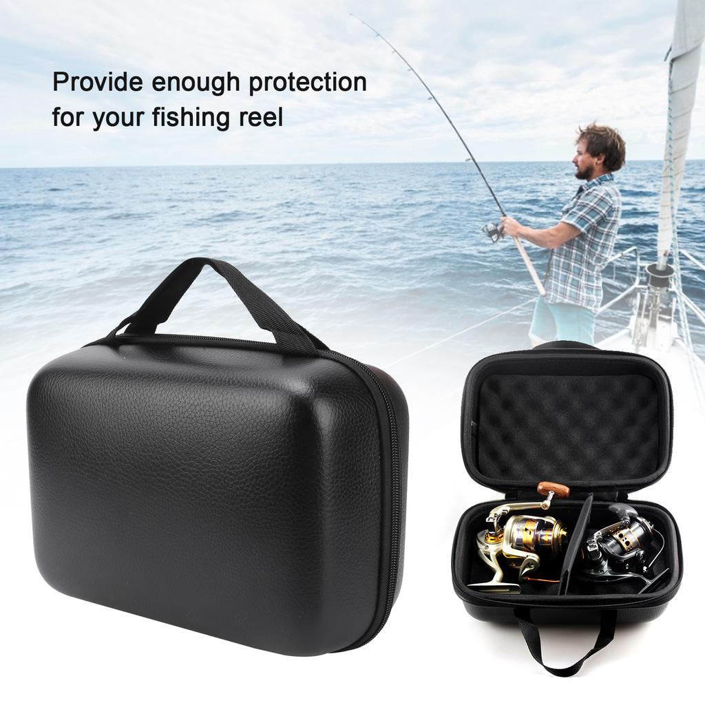 Fishing Reel Case Fishing Reel Cover Fishing Reel Cases Cover PU Leather Hard Fishing Reel Protective Case Pouch Storage Box