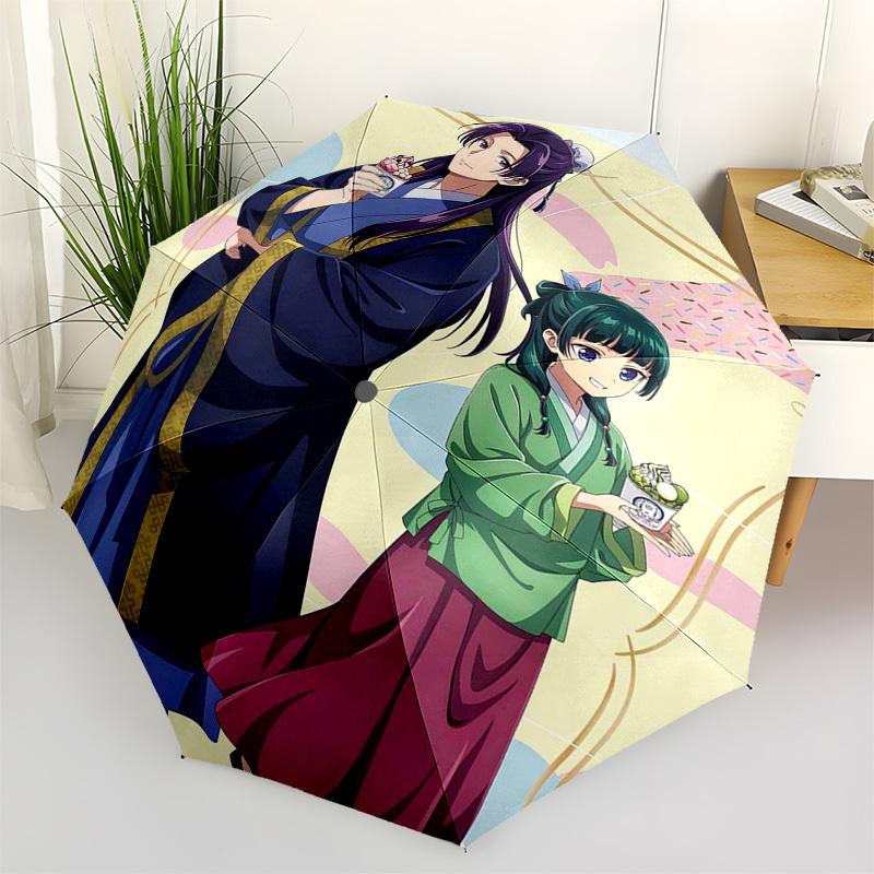 

1pc Anime Characters on Colorful Sprinkles Outdoor Umbrella - Automatic Opening/Closing Portable 3-Fold Design with 8-Bone Iron Frame - Perfect G