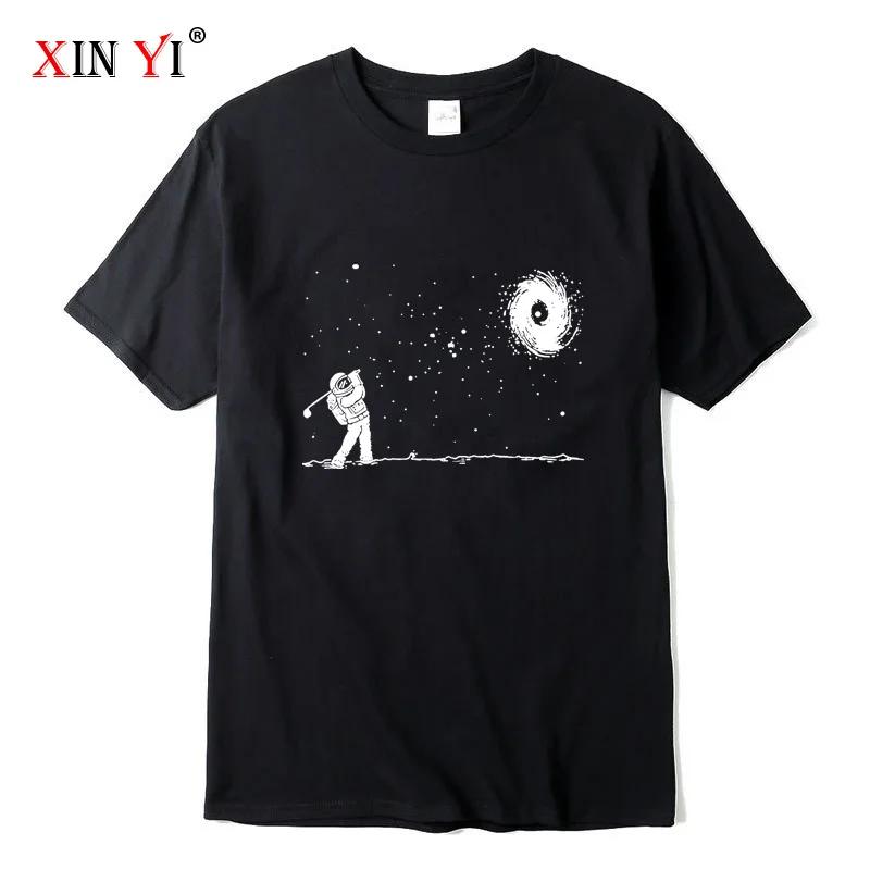 

Summer Men s High Quality 100% Cotton Funny Astronaut Print T Shirt Loose O-neck Men Tshirt Short Sleeve T-shirt Male Tee Tops M