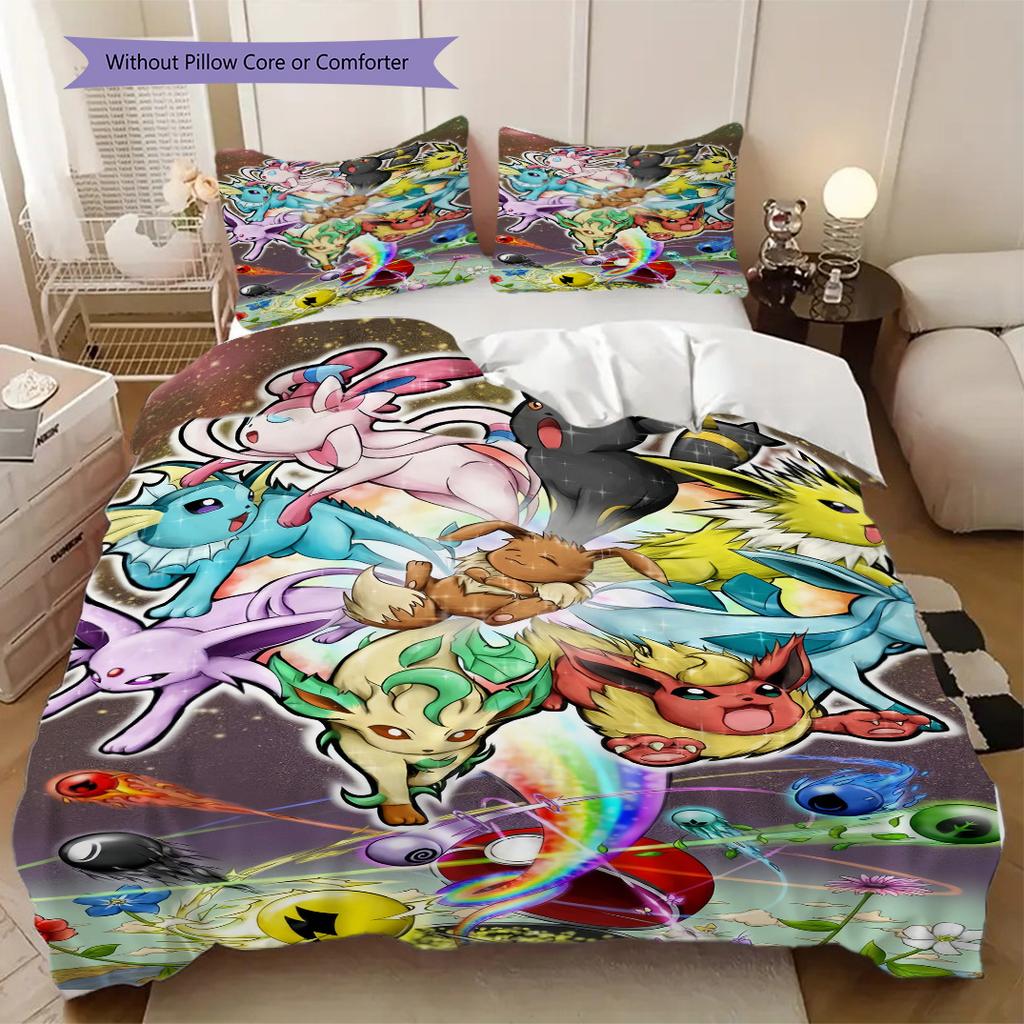 Pocket Monster Anime Print Soft Comfortable Duvet Cover, Children's Bedding Set Gift, Various Sizes Available LXR122