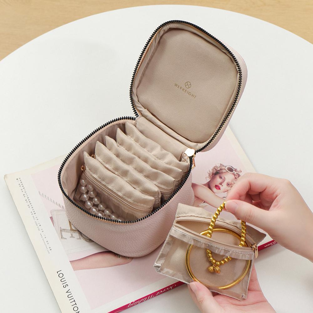 Leather Jewelry Box, Earrings, Necklace Accessories, Portable Packaging And Storage Box, Leather Jewelry Dust Bag