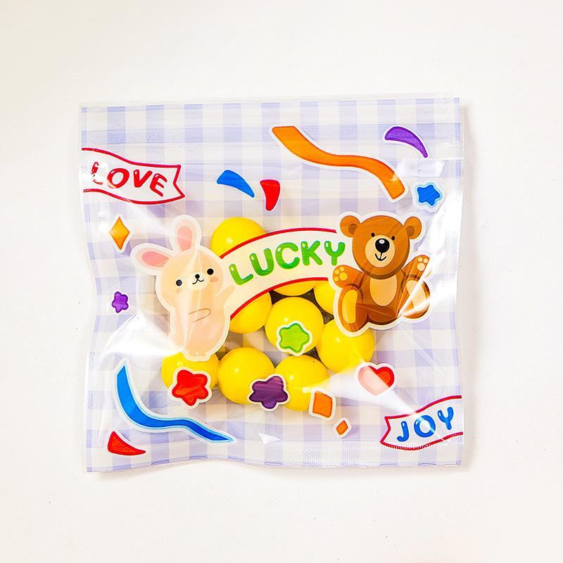 TETP 50Pcs Ziplock Bag With Claer Window Handmade Candy Lollipop Chocolate Macarons Packaging Favors DIY Headdress Bracelet Pack