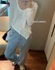 Irregular White Slim Long Sleeved T-Shirt Women'S Autumn Dress New Design Sense Students Wear A Bottoming Shirt Top
