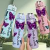 1PC Color Butterfly Bow Print 750ml Color Plastic Sports Water Bottle Leakproof Flip Straw Lid Suitable for Sports Office Home Use