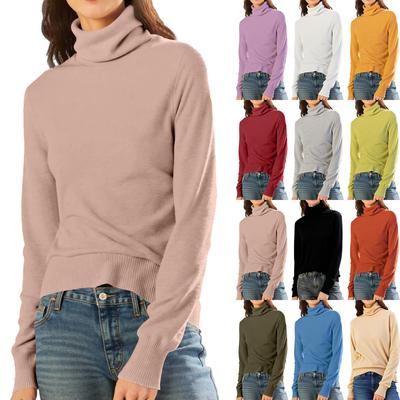 Women's Slim Fit Temperament Wool Long Sleeve Seamless Turtleneck Sweater