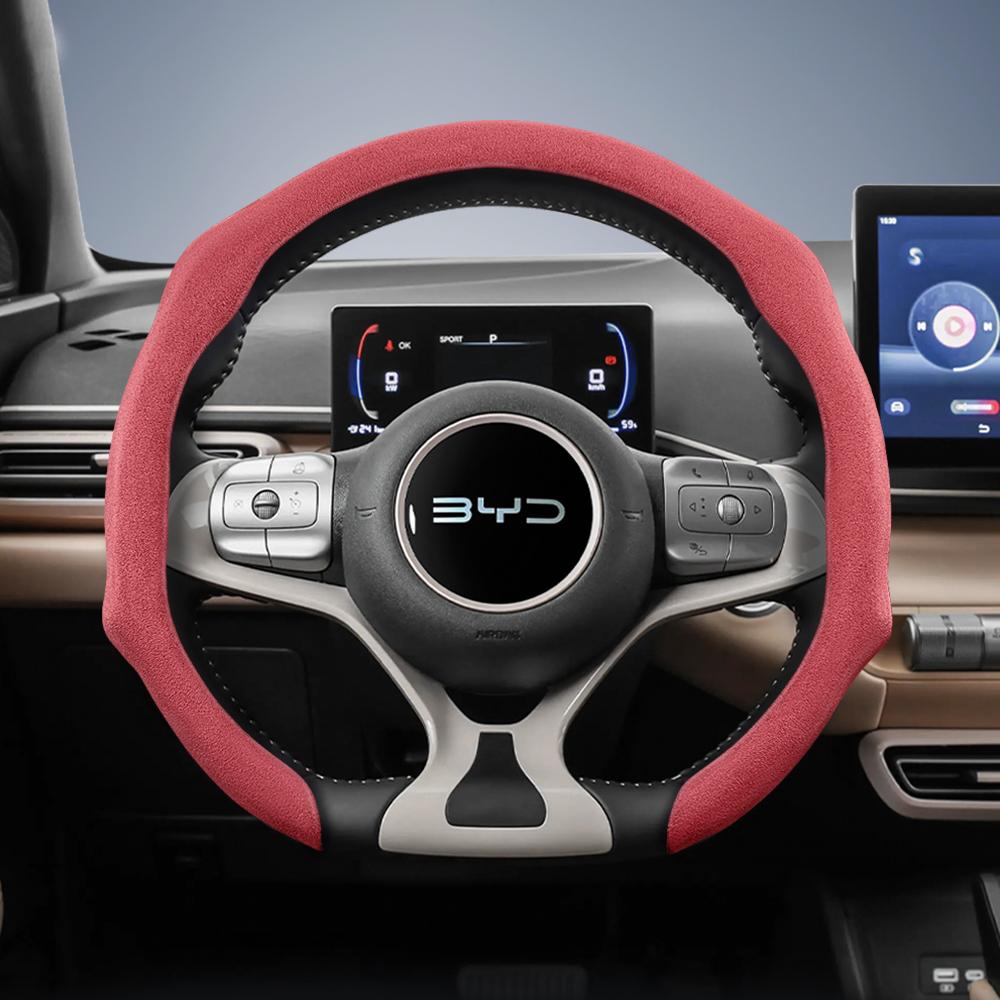 Suitable for Byd Advanced Suede Snap-On Steering Wheel Cover Anti-Slip and Durable Song Yuan Plus Max Tang Han Atto 3 Seal Dolphin Seagull Sealion 7