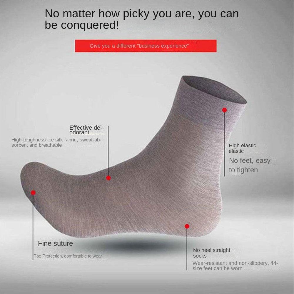 10Pair Cool Men's Thin Ice Stocks New Solid Color Viscose Business Stockings Elastic Men Stockings