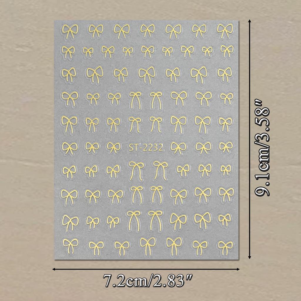 2 To 30 Sheets Transparent Bow Nail Stickers 3D White Pink Black Gold Lace Ribbon Nail Art Decals for DIY Manicure