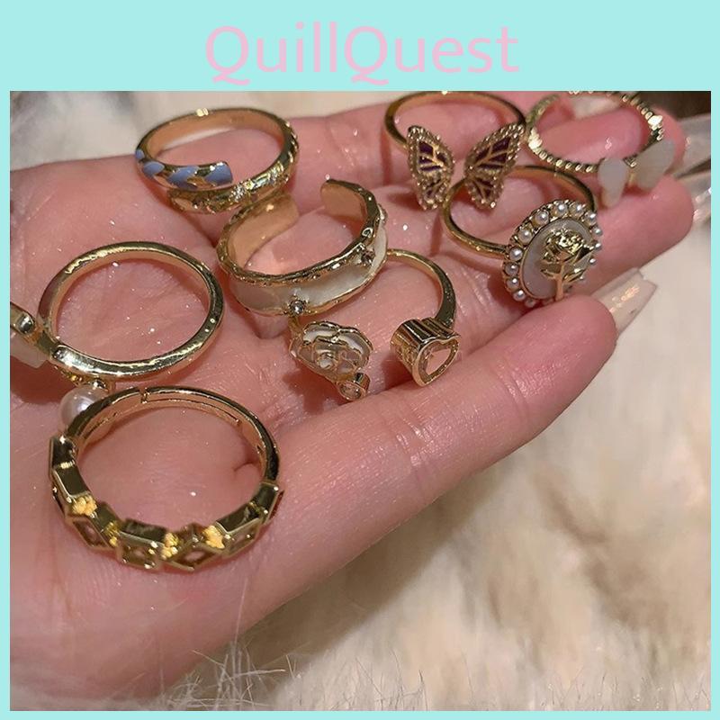 Geometric Chic Butterfly Ring For Women Fashionable Open Design Shell And Style Pearl