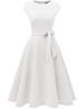 Midi Dress with Cap Perfect for Weddings and Other Special Size White, A-line, Sleeves, Occasions. M.