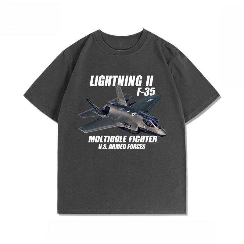 Fighter jet F22 Raptor A10 aircraft F35 fan Tshirt casual pure cotton roundneck top Unisex Women trendy shortsleeved shirt