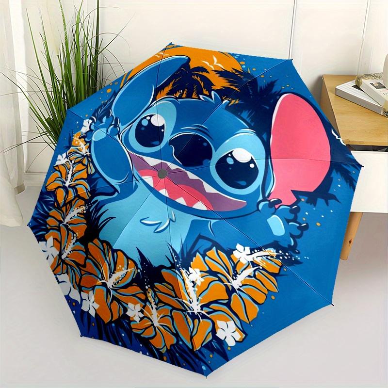

Stitch,Tropical Automatic Umbrella - Tri-fold Portable Umbrella, Best Holiday Gift for Men and Women, Durable Iron Frame, Playful Design, St