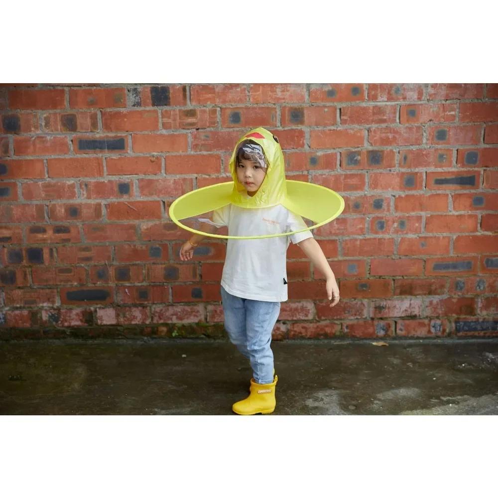 Yellow Duck Flying Saucer Children's Raincoat Cartoon Baby Umbrella Children's Rain Shoes Set Poncho One-piece Student Umbrella