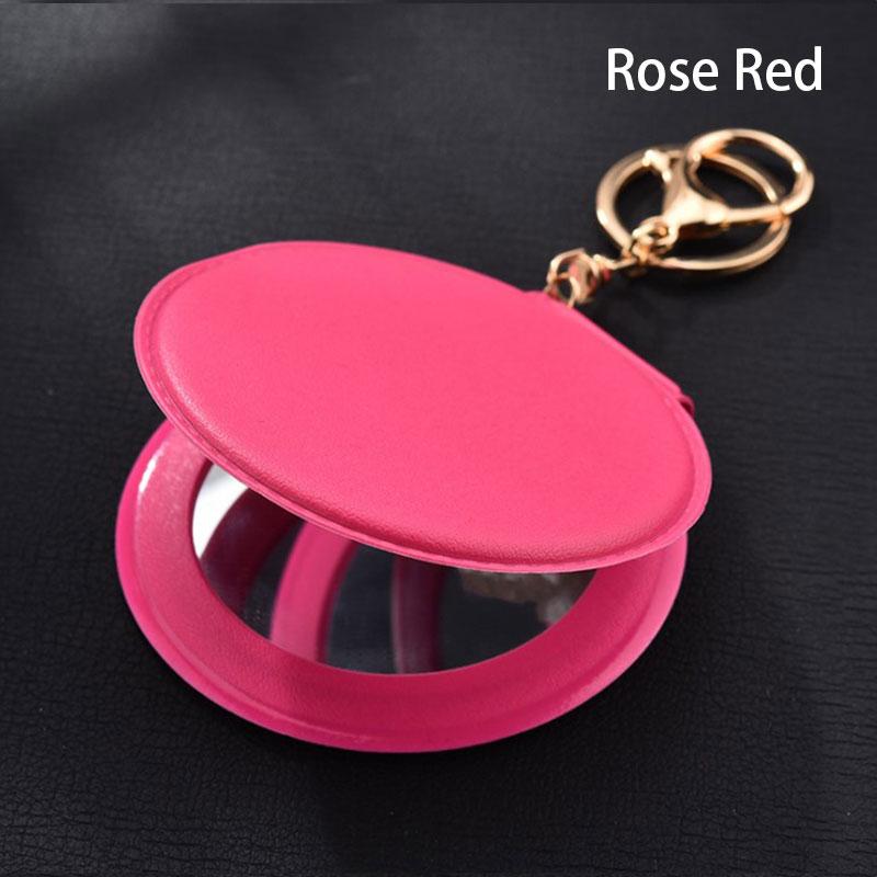 

Зеркало для макияжа Pu Маленькое круглое зеркало Брелок Двустороннее складное зеркало
