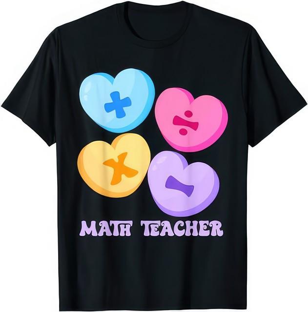 Math Hearts Candy Happy Valentines Day Funny Math Teacher T-Shirt XL