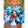 3d Seafood Print Men's Swimsuit Japanese Fish Hawaiian Shorts Men Summer Swim Shorts Drawstring Casual Shorts
