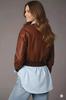 Giacca Biker da Donna Bomber Marrone Elegante in Vera Pelle d'Agnello Morbida Fatta a Mano