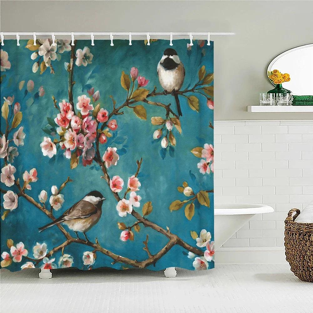 Kolorowe piękne świeże kwiaty zasłona prysznicowa łazienka wodoodporny poliester motyl 3D drukuj zasłony do łazienki prysznic