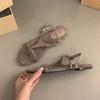 Fashion 2025 Korean Style Flat Bottom Sandals with One-Piece Buckle Comfortable Vintage Fashion Women's Sandals with Skirt Roman Style