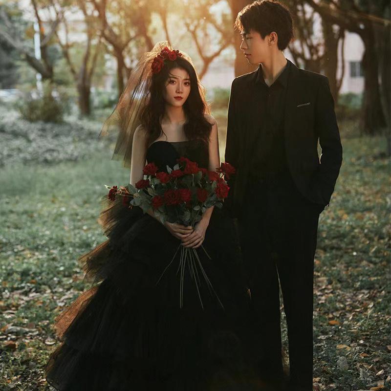 

Французская юбка-вуаль, новое зимнее помолвочное художественное тестовое платье, темпераментное длинное платье для вечеринки по случаю дня рождения, черное XXXL