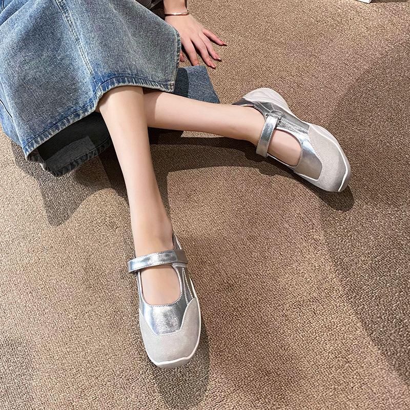 Retro Mary Jane Shoes Shallow Mouth Wide Feet Fat Casual Single Shoes Women's Casual Soft Bottom Large Size Shoes