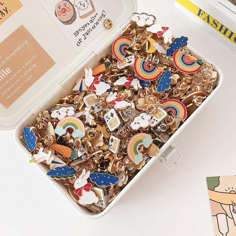 Trendy Japanese Cute Cartoon Brooch Pin - Small Fresh Female Badge Safety Pin Accessory
