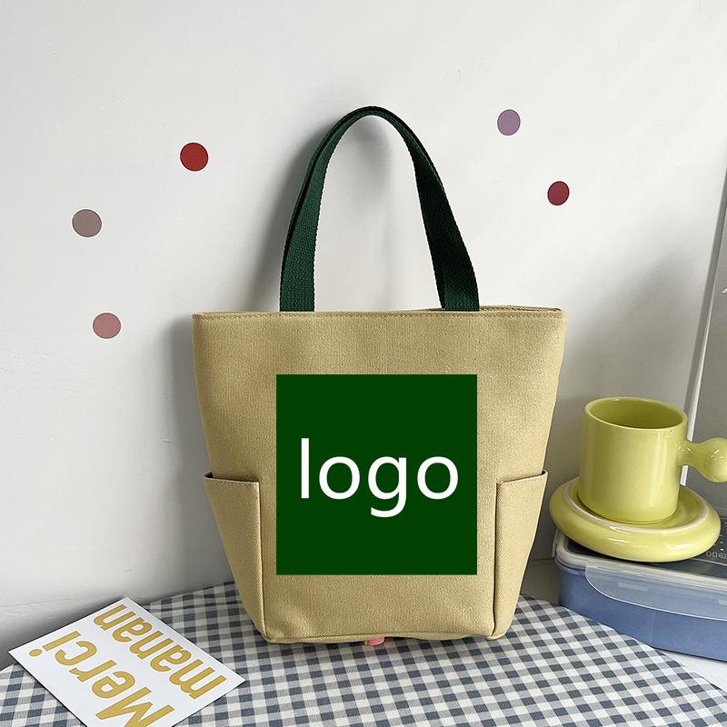 Patterned printed canvas bag, Japanese-style portable lunch box bag, handheld bento bag, multi-function bag