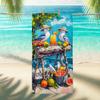Vibrant Seagulls Fruit Beach Towel Turquoise Tropical Art Towel, Quick Dry Absorbent Sand Free Lightweight Beach Blanket, Summer