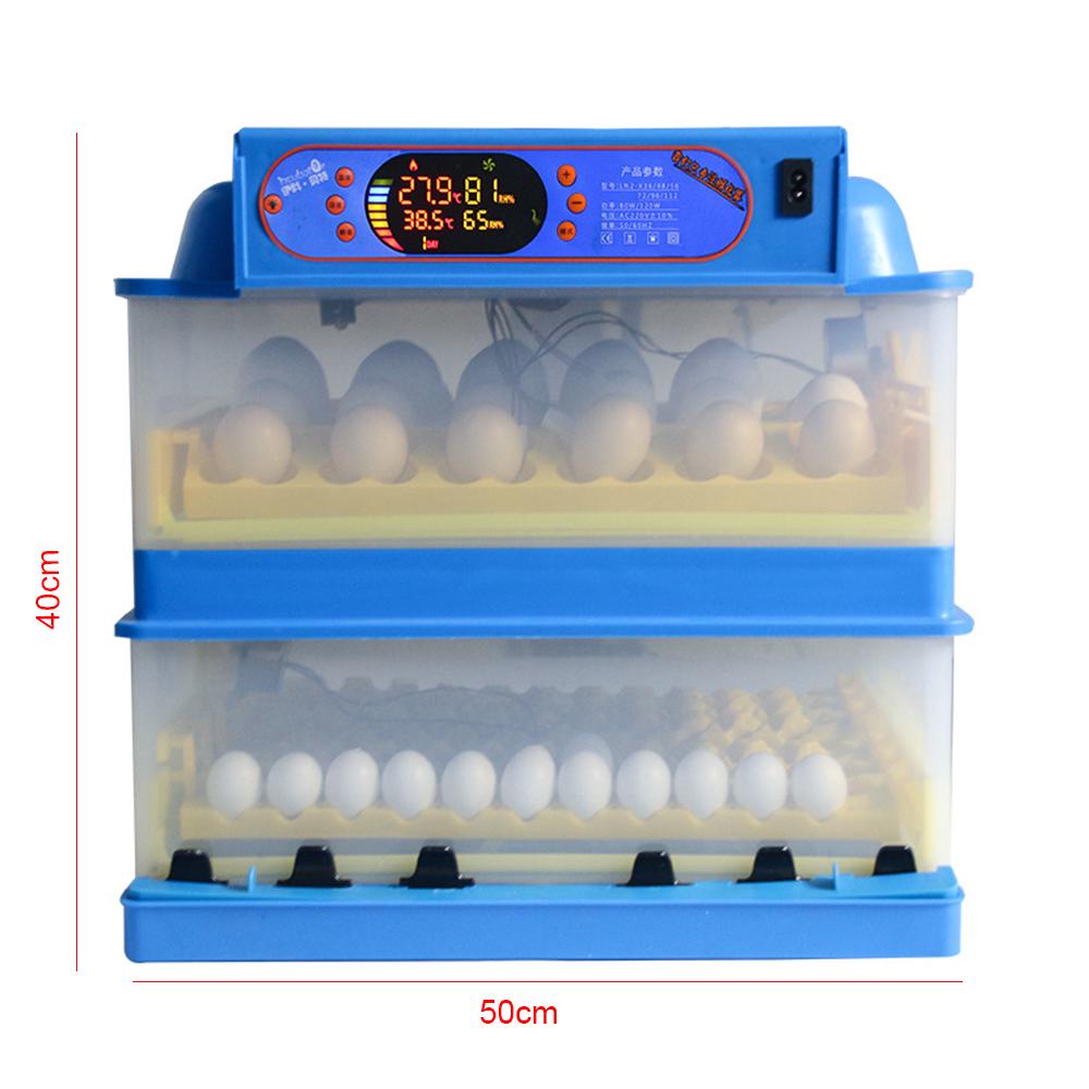 72/96/112/120 Eggs Adjustable Auto Turning Incubation Electronic Digital Incubator Hatcher Chicken Duck or Goose Dual Power 220V