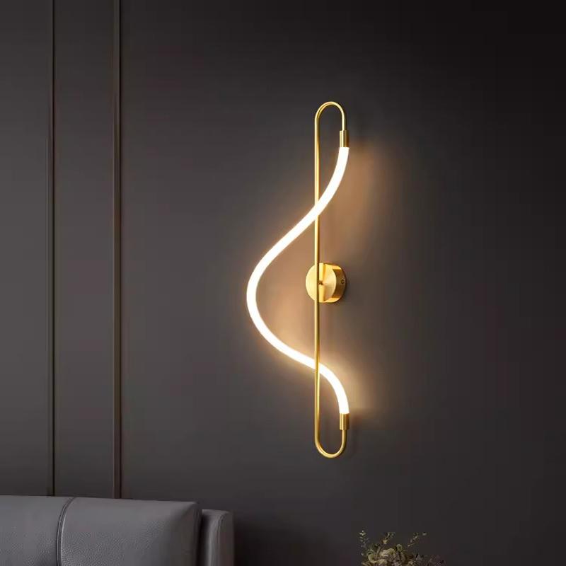 Nordic All Copper Living Room Tv Background Wall, Light Luxury, Minimalist Creative Bedroom, Bedside Designer Wall Lamp