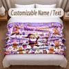 Christmas Theme Soft Blanket Personalized Custom Name Text Print Warm Blanket Home Sofa Bedroom Decor