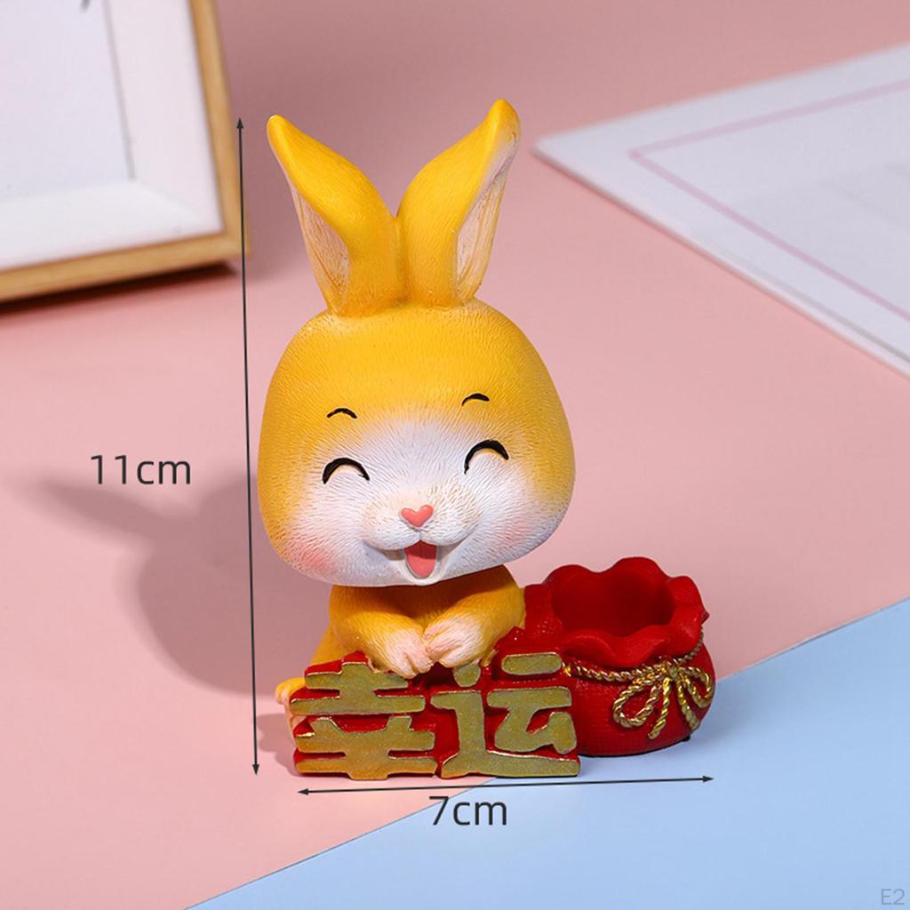 Bobblehead Nodding Rabbit Figurines Sculptures Decoration Handmade Ornament Funny Chinese Year