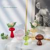 Glass Mushroom Vase Flower,5 Colorful Small Bud Vase Unique, Mushroom Propagation Hydroponic Vase, Funky Farmhouse Decor, Home Room, Kit