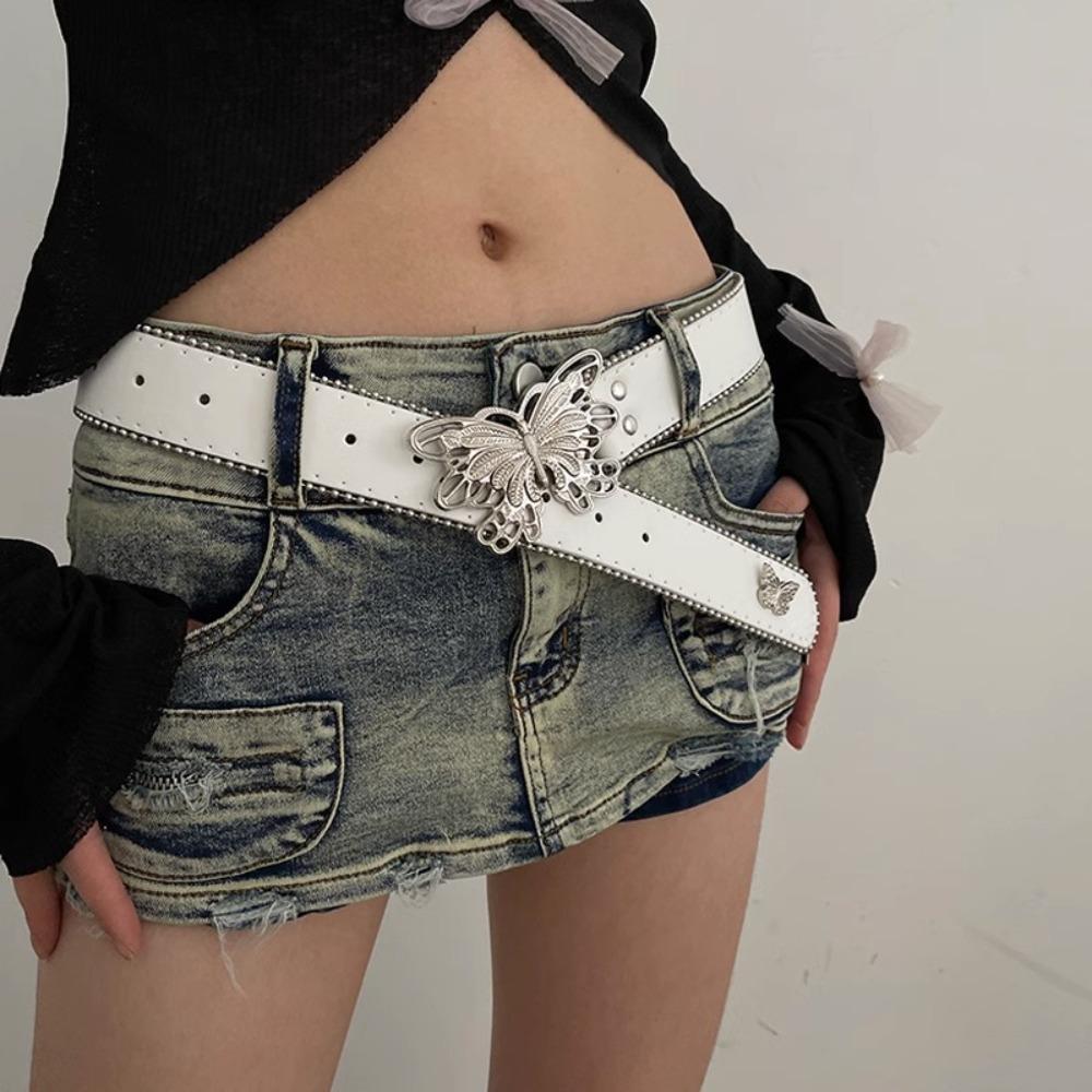 PU Hip Hop Punk Belt Alloy Wide Edge Waist Belt High Quality Casual Versatile Belt