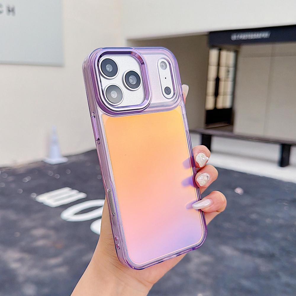 KEYSION Fashion Laser Gradient Colorful Phone Case for iPhone 17 Pro Max Soft TPU+PC Shockproof Back Cover for iPhone 17 Pro