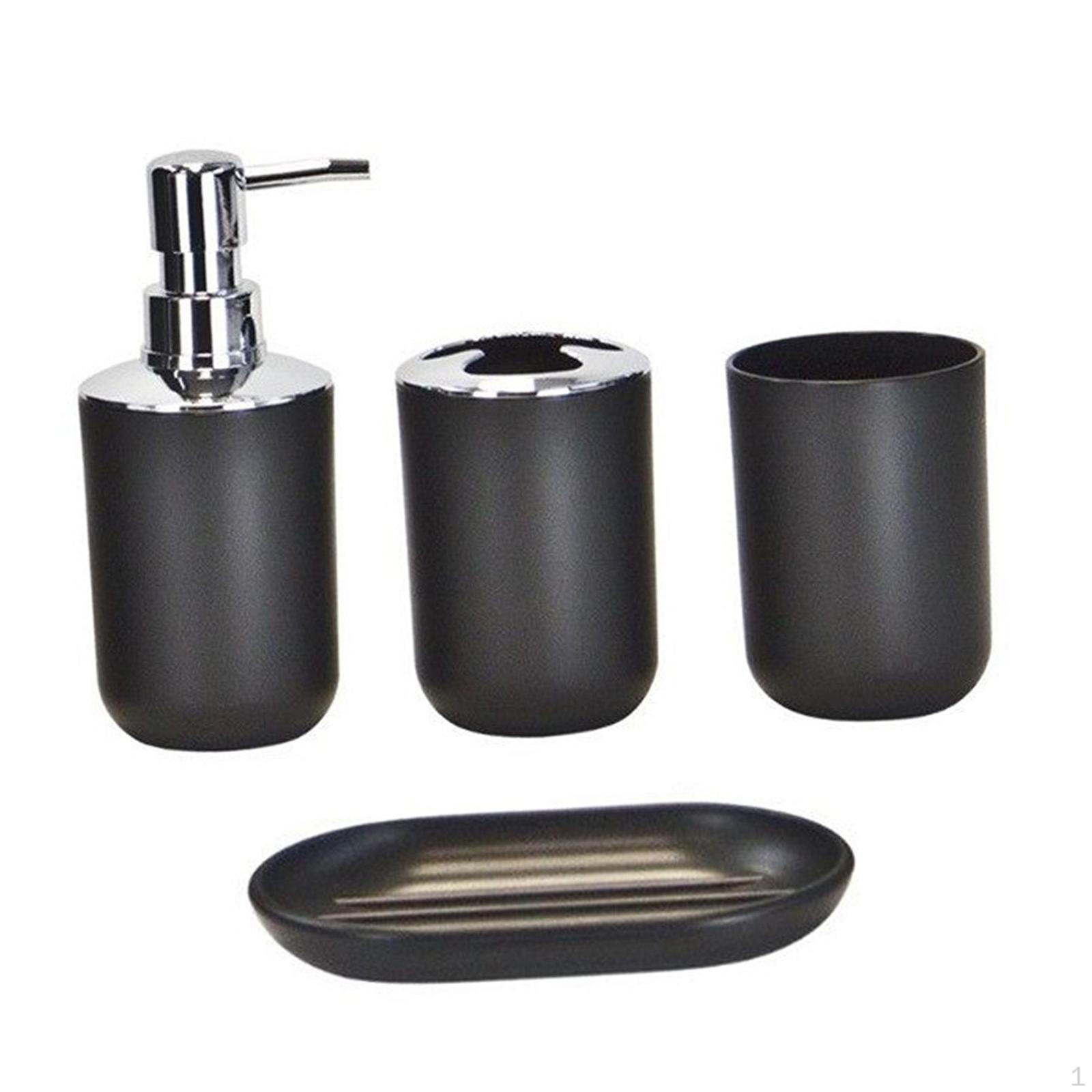 

Аксессуары для ванной комнаты, набор из 4 предметов, декоративный современный подарок на новоселье, дозатор мыла, чашка для полоскания рта чёрный