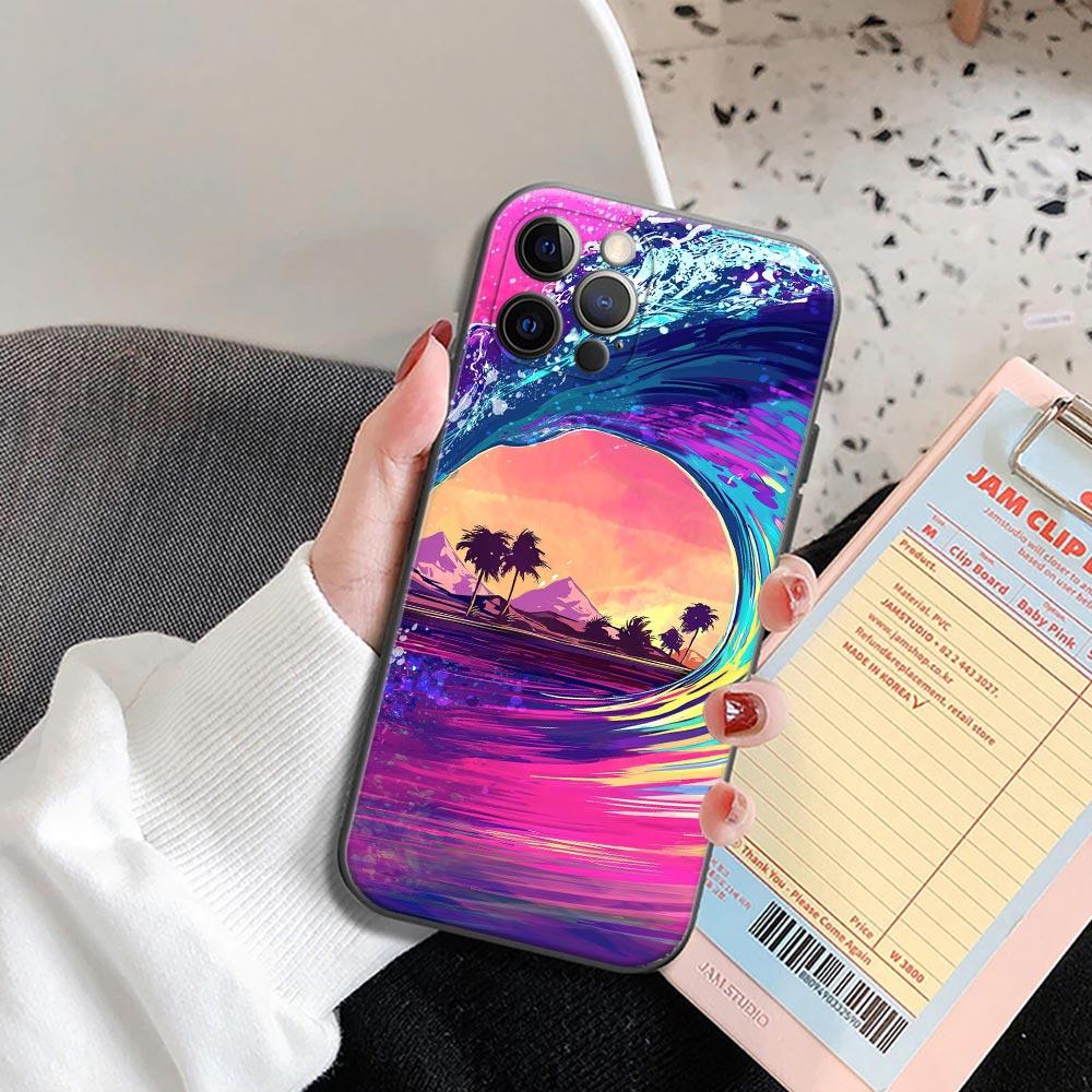 

Чехол для телефона iPhone 11 12 13 Pro 2022 7 8 SE XR XS Max 5 5S 6 6s Plus, мягкий силиконовый чехол, летний чехол с морскими пальмами iPhone 13