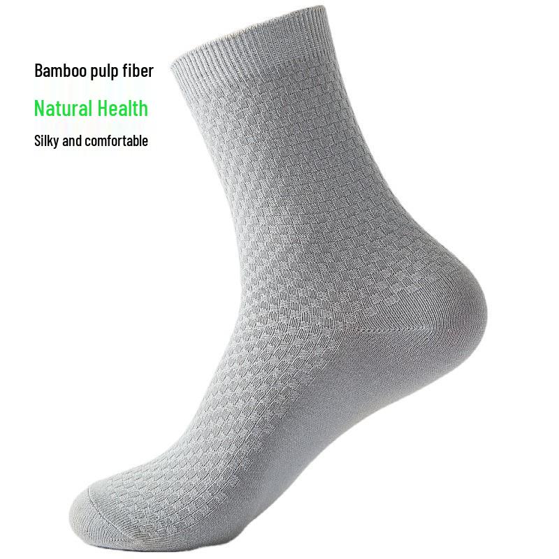 Men's Black Bamboo Fiber Summer Socks - Breathable, Sweat-Absorbent Mid-Calf Business Casual.