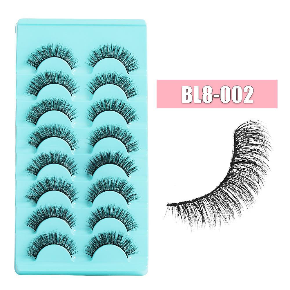 8 Pairs Of Daily Makeup False Eyelashes, Naturally Thick, Cross-Curled Eyelashes