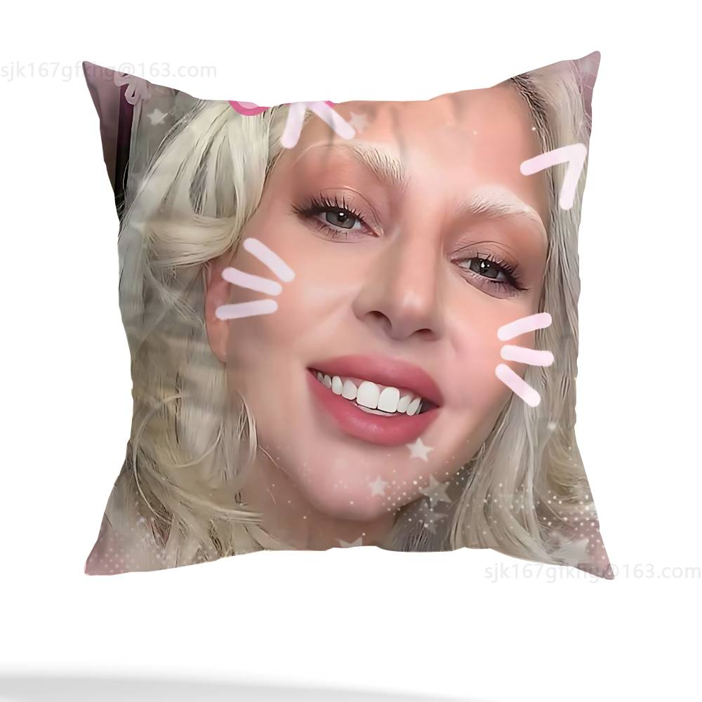 Singer L-Lady Gaga Pillow Case Anti-dustmite Pillowcase Invisible zipper silky short plush Sofa cushion cover