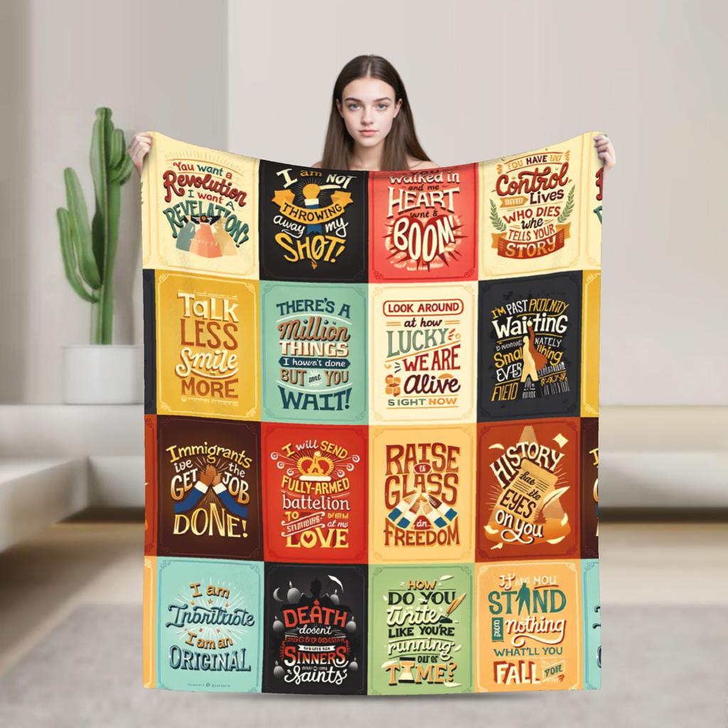 Hamiltons the Musical Blanket Quality Warm Soft Bedding Throws Winter Picnic Couch Chair Funny Bedspread