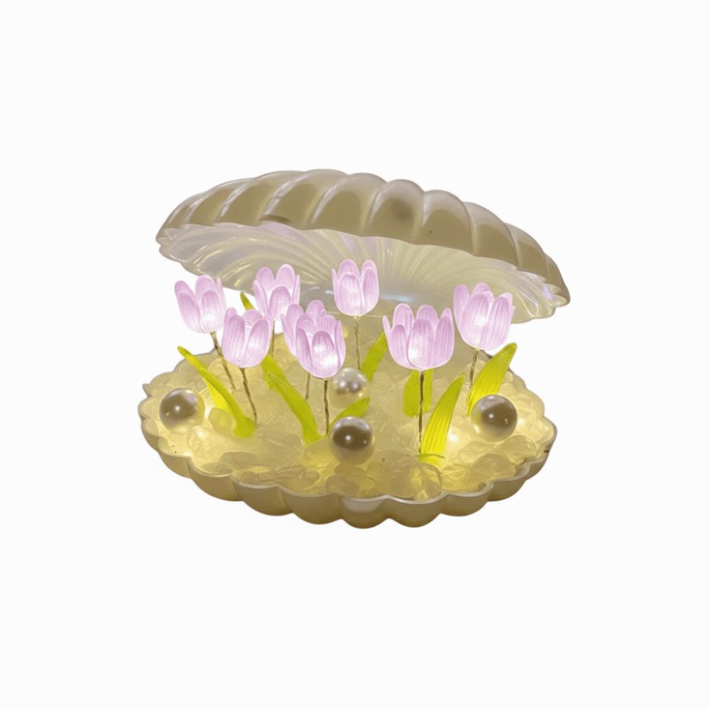 Acrylic Flowers DIY Tulip Night Light Handmade Decorative Atmosphere Light Tulips Flower Table Lamp Bedroom Atmosphere Light