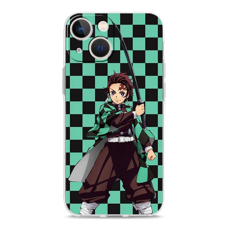 Demon Slayer Anime Logo Phone Case For iPhone 14 13 11 12 Pro Max X XR XS 7 8 Plus SE Transparent Soft Cover TPU Fundas Coque