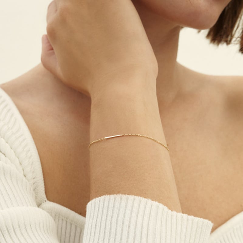 

LUNNE 14k Baguette Stick Bar Bracelet (14k Gold) #LCB01 white gold