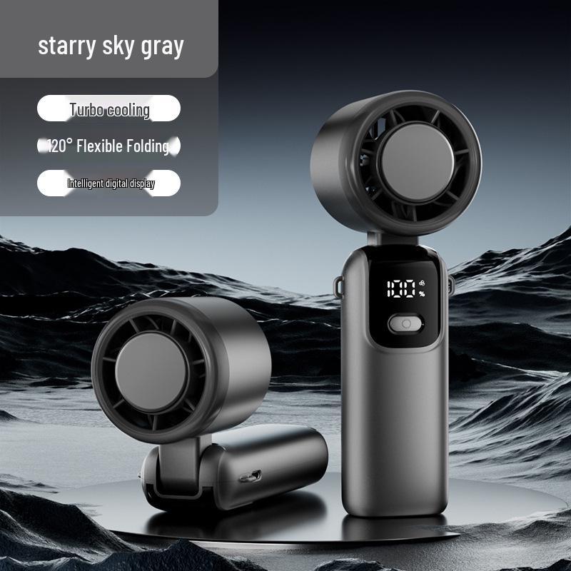

S17 Portable Handheld USB Fan: Silent, High Air Volume, Digital Display, Dual Battery, Long Battery Life High-Speed Fan + Foldable Neck Strap + Cooling