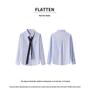 Women's Blue Striped Long Sleeve Shirt: Spring 2026 New Design with Tie Top, Loose and Fashionable.